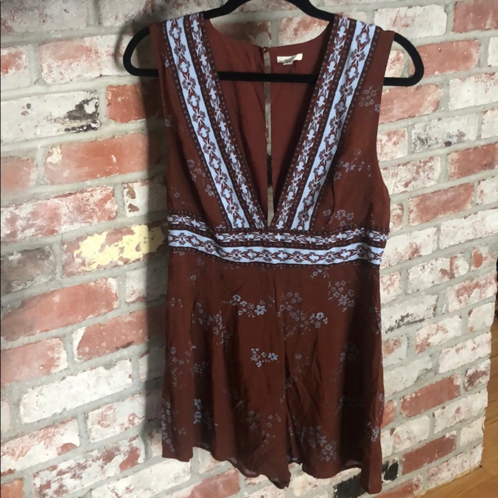 Brown & Pale Blue Romper
